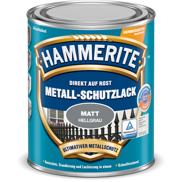 Hammerite Metall-Schutzlack Hellgrau matt 250 ml