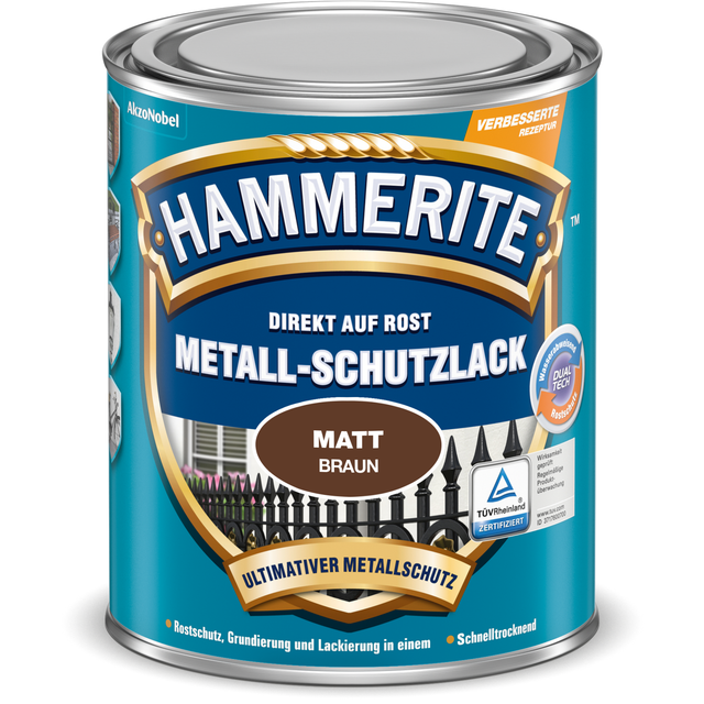 Hammerite Metall-Schutzlack Braun matt 250 ml