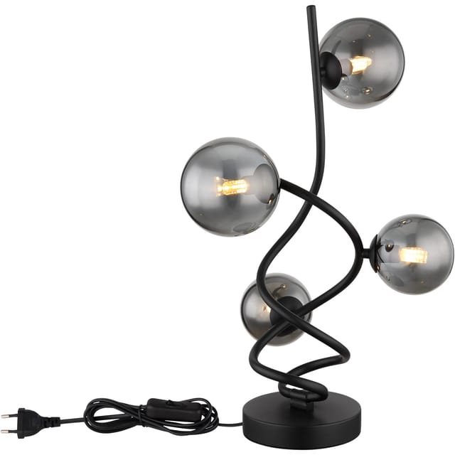 Globo LED-Tischleuchte Riha Ø 15 cm Metall Schwarz Matt