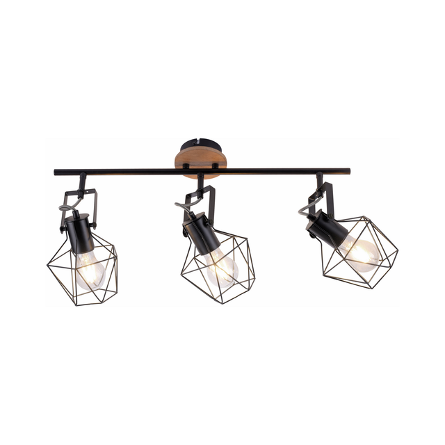 Just Light. Wand- und Deckenleuchte Jaro 3 -flammig Holz-Natur