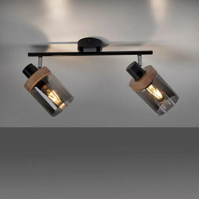 Just Light. Wand- und Deckenleuchte Pasqual 2 -flammig Schwarz