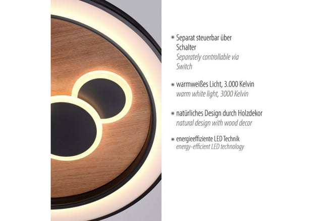 Paul Neuhaus LED-Deckenleuchte Eliza Holz-Natur Ø 60 cm