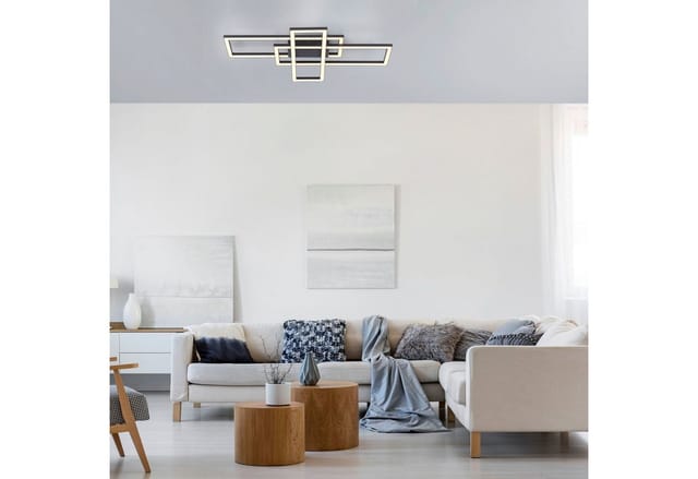 Just Light. LED-Deckenleuchte Iven Schwarz 65 x 34,8 cm