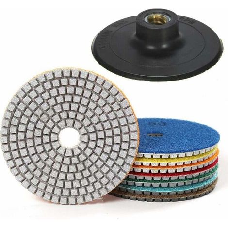 Set Mit 7 Diamantpolierpads (10 Cm Durchmesser) – Körnungen 50 Bis 3000 – Für Granit, Beton, Marmor – Strapazierfähiger Nylon-klettverschluss
