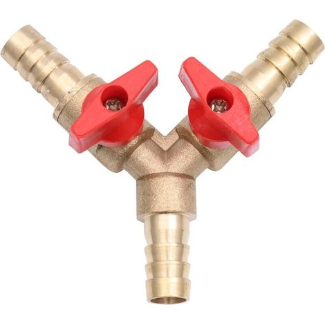 Y-förmiger 3-wege-gasanschluss Aus Messing – 10-mm-kugelhahn-schlauchanschluss – Korrosions- Und Hochtemperaturbeständig