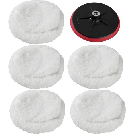 Set Mit 5 Polierpads (220 Mm) – 1 Polierscheibe (180 Mm, M14) – Für Kratzfeste Lacke – Professionelles Finish