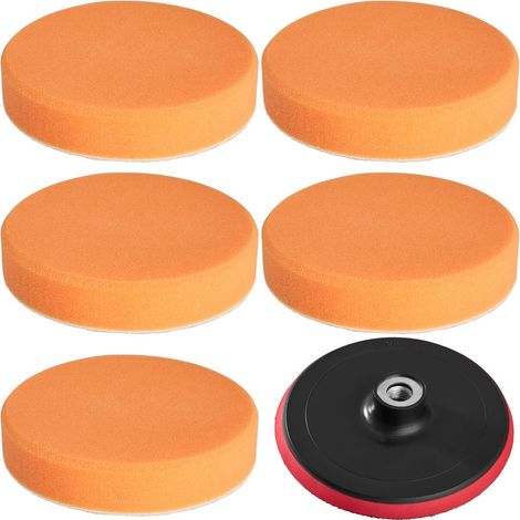 Set Mit 5 Mittelgroßen Polierschwämmen (150 Mm) – M14 Polierscheibe – Waffelstruktur Für Ein Perfektes Finish – Farbe: Orange