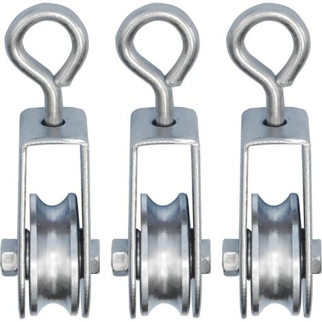 Set Mit 3 Minirollen Mit Kugellagern – Tragkraft 30 Kg – 28 Mm Durchmesser Für 6 Mm Seil – Rostbeständiger, Verzinkter Stahl
