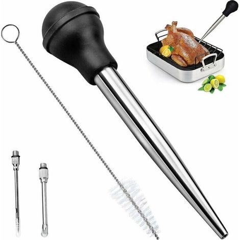Soßenpipette Aus Edelstahl 304 Und Gummi, Küchenspritze Mit Reinigungsbürste Zum Grillen