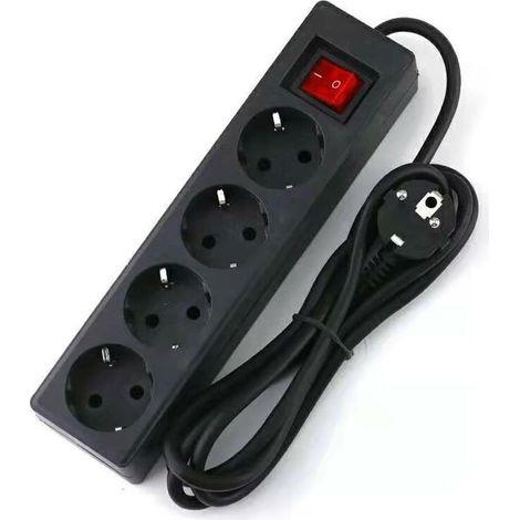 4-fach Steckdosenleiste, 16 A, 2-polig, Mit Schalter – 3 M Verlängerungskabel, 250 V – Reines Kupfer – Pvc – 1800 W – Für Beengte Platzverhältnisse