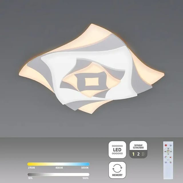Trio LED Deckenleuchte Akita 1-flammig Weiß Matt 48 cm x 48 cm