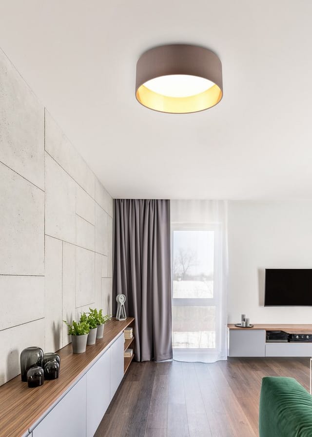 Reality LED Deckenleuchte Locarno 1-flammig Taupe Ø 30 cm