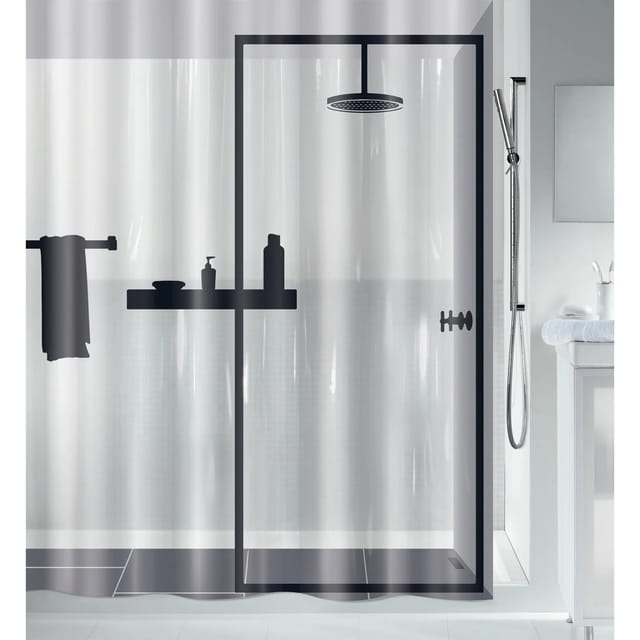 Spirella Duschvorhang Illusion 180 cm x 200 cm Schwarz-Transparent