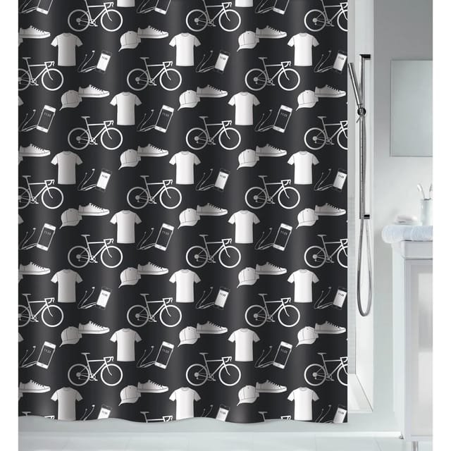 Spirella Duschvorhang Patchwork 180 cm x 200 cm Schwarz