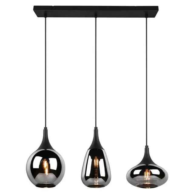 Trio Pendelleuchte Lumina 3-flammig Schwarz Matt 68,8 cm x 19,5 cm