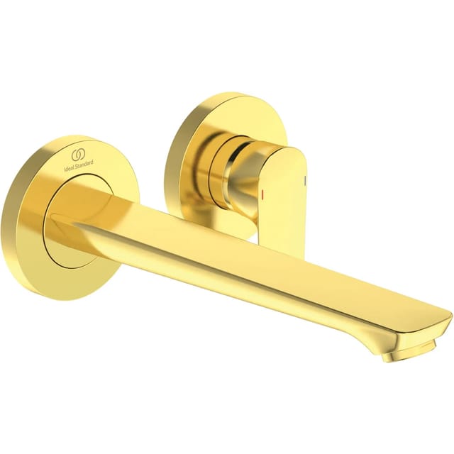 Ideal Standard Wand-Waschtischarmatur Connect Air Ausladung 22,5 cm Brushed Gold