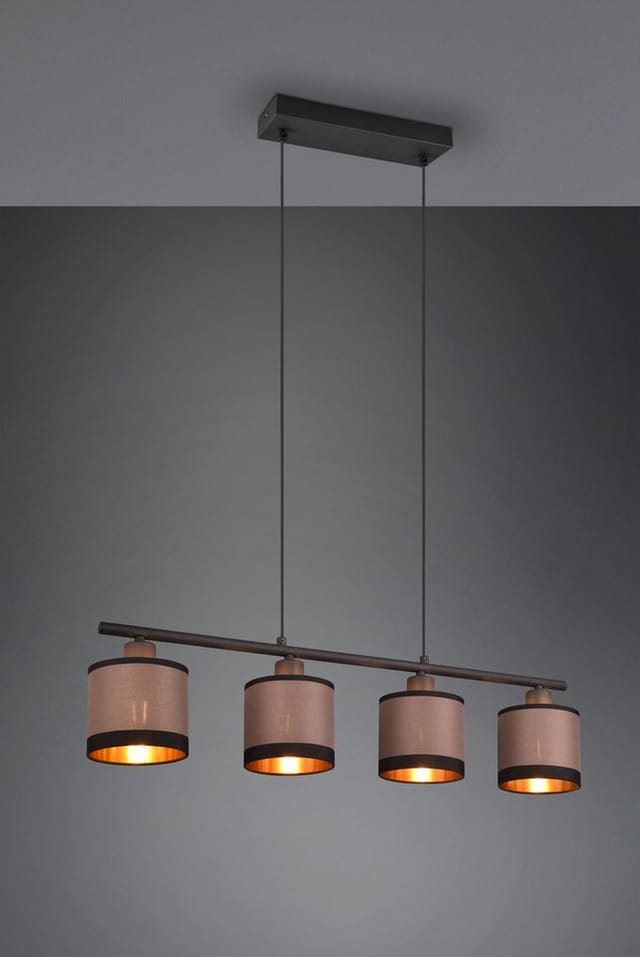 Reality Pendelleuchte Davos 4-flammig Schwarz Matt 75 cm x 12 cm