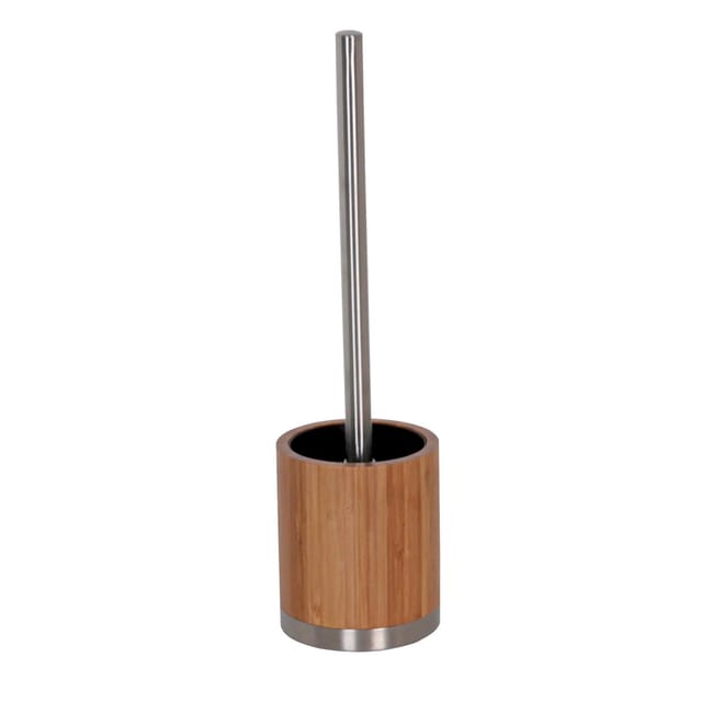 MSV WC-Garnitur Bambus Ø 8 cm x 37 cm Braun-Silber