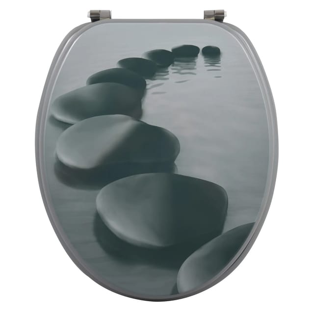 MSV WC-Sitz Kieselstein MDF 42,5 cm x 36,5 cm x 5 cm Grau