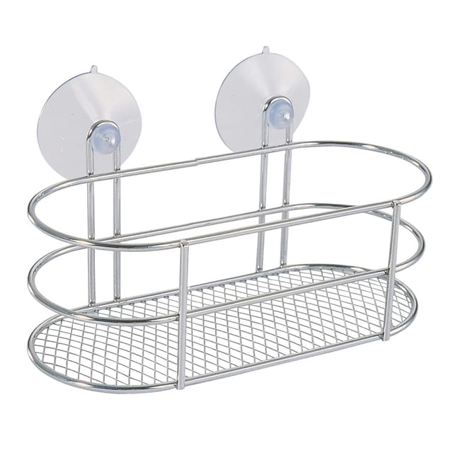 MSV Duschregal Ventouses Oval Stahl 20 cm x 9,5 cm Chrom