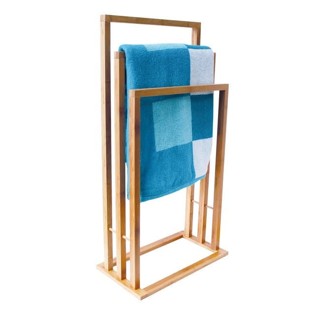 MSV Handtuchständer 3 Stangen 42 cm x 24 cm x 82 cm Bambus