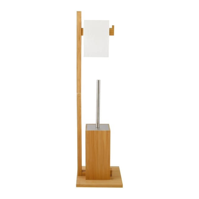 MSV WC-Garnitur Bambus 19 cm x 19 cm x 70,5 cm Braun-Silber