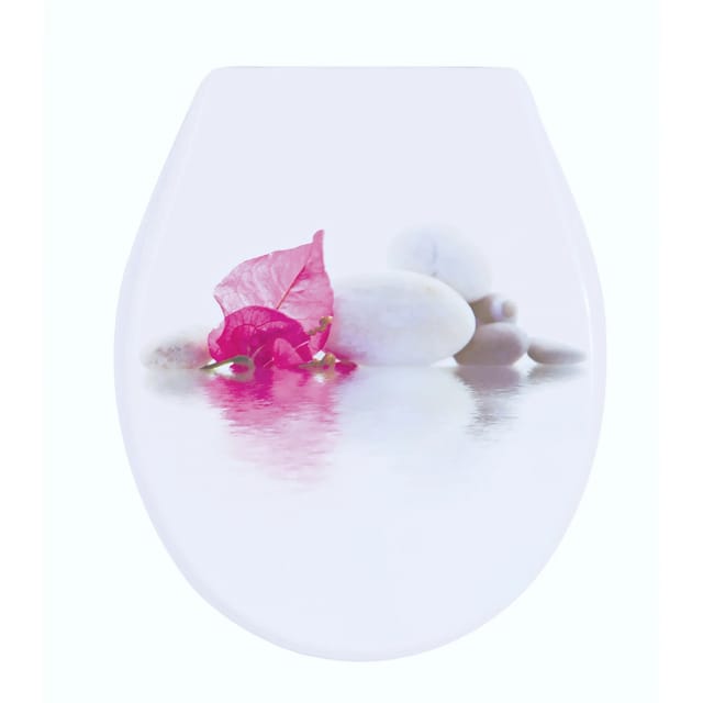 MSV WC-Sitz Borneo MDF 46 cm x 37 cm x 3,5 cm Weiß-Pink