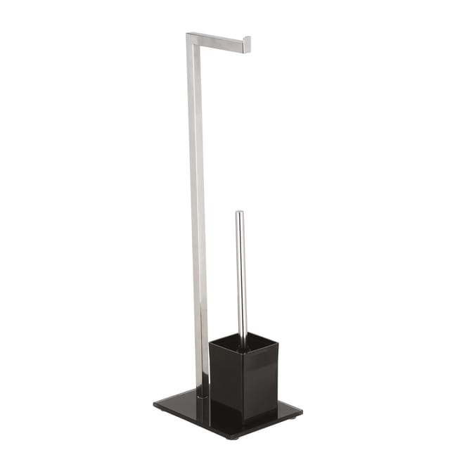 MSV WC-Garnitur Edelstahl und Glas Schwarz