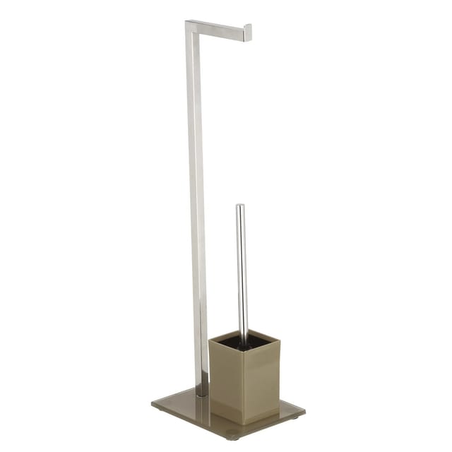 MSV WC-Garnitur Edelstahl und Glas Taupe