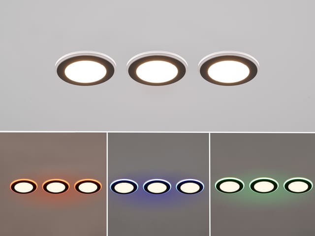 Trio LED-Einbauleuchten Argus 1-flammig Schwarz Matt Ø 8,2 cm 3er Set