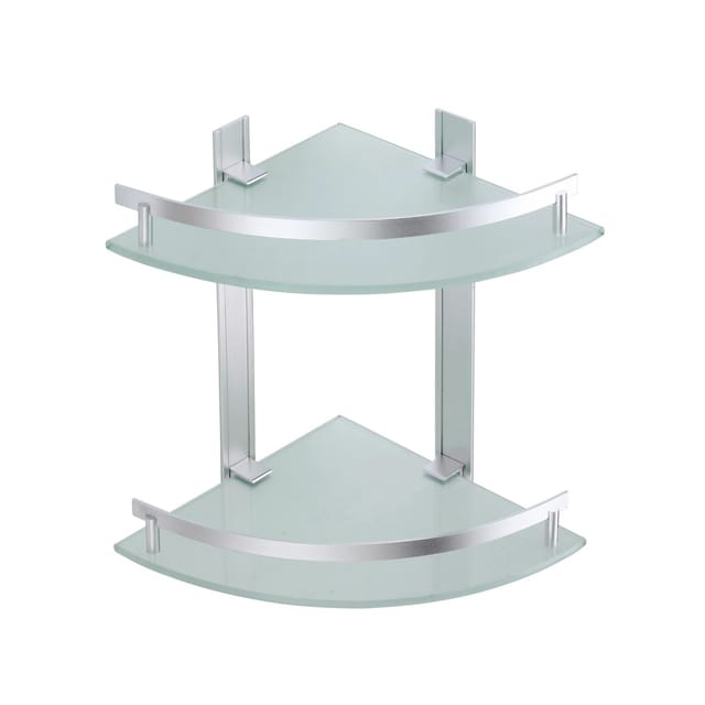 MSV Eck-Duschregal Tabarca Alu & Glas 24 cm x 24 cm x 30 cm