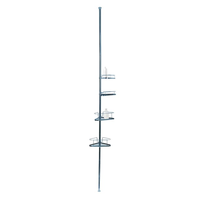 MSV Duschregal Stahl 4 Ablagen Höhenverstellbar 35,5 cm x 25,5 cm x 250 cm Chrom