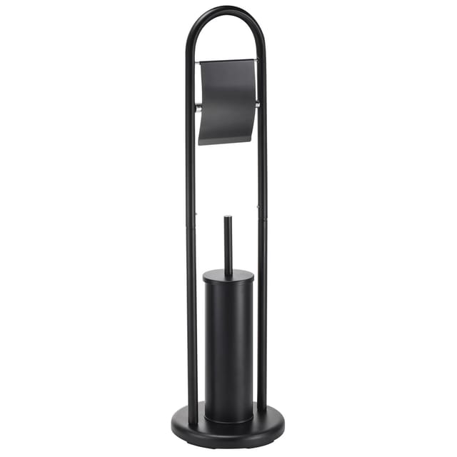 MSV WC-Garnitur Abby Stahl Ø 22 cm x 80,5 cm Schwarz