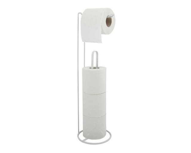 MSV Toilettenpapierhalter Amy Stahl Ø 15 cm x 54 cm Weiß
