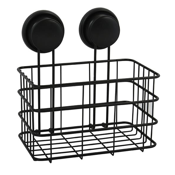 MSV Duschkorb Mega Ventouses Stahl 20 cm x 16 cm x 22 cm Schwarz