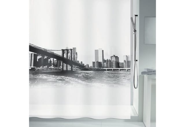 Spirella Duschvorhang New Brook 180 cm x 200 cm Weiß-Schwarz