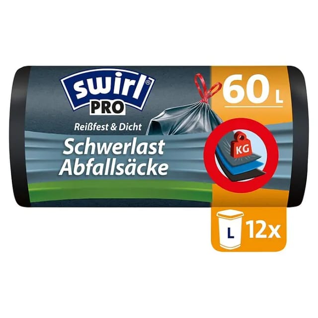 Swirl® Profi Schwerlast-Abfallsäcke 60L, 12 Stück