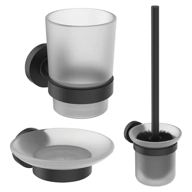 Ideal Standard WC-Bürste Set IOM mit Seifenschale und Becher Silk Black