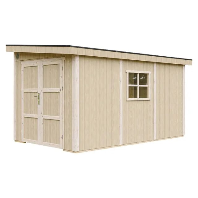 Timbela Premium-Gartenschuppen M939B Beige Braun 8,68 m² FSC®