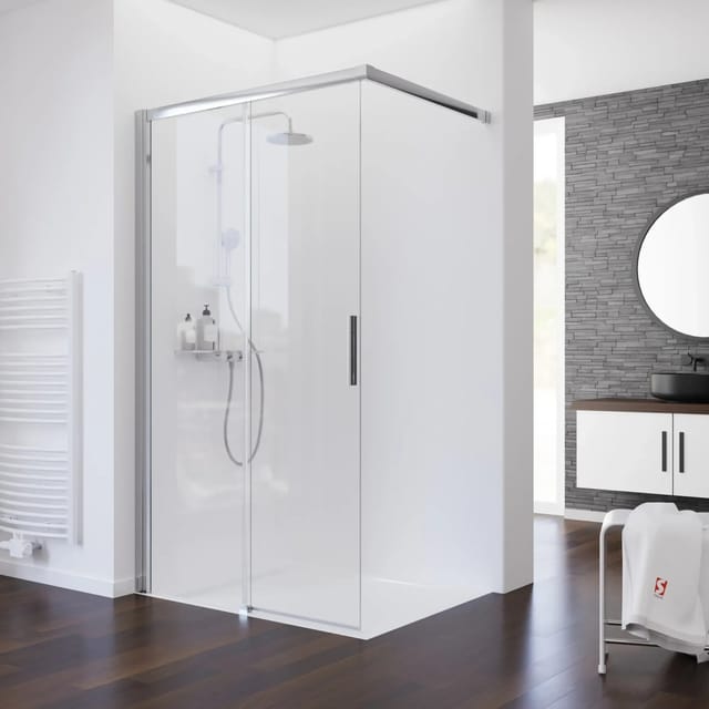 Schulte Schiebetür Walk In Chrom-Optik 100 cm x 200 cm DIN Links