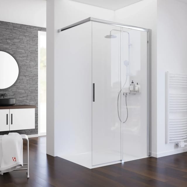 Schulte Schiebetür Walk In Chrom-Optik 120 cm x 200 cm DIN Rechts