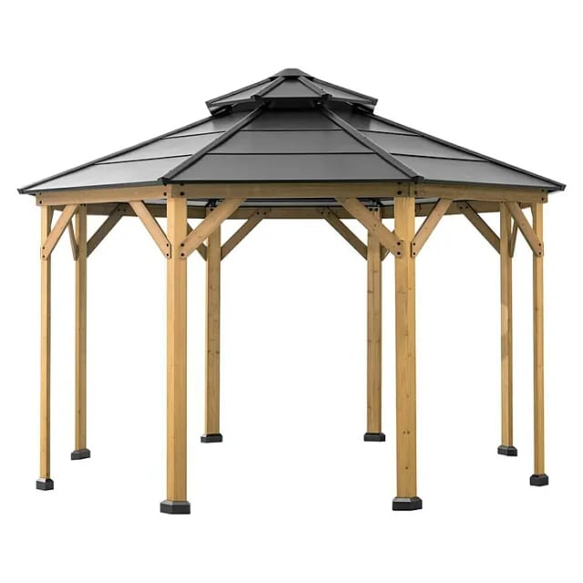 Sunjoy Gazebo Eggi Zedernholz 395 cm x 395 cm Anthrazit