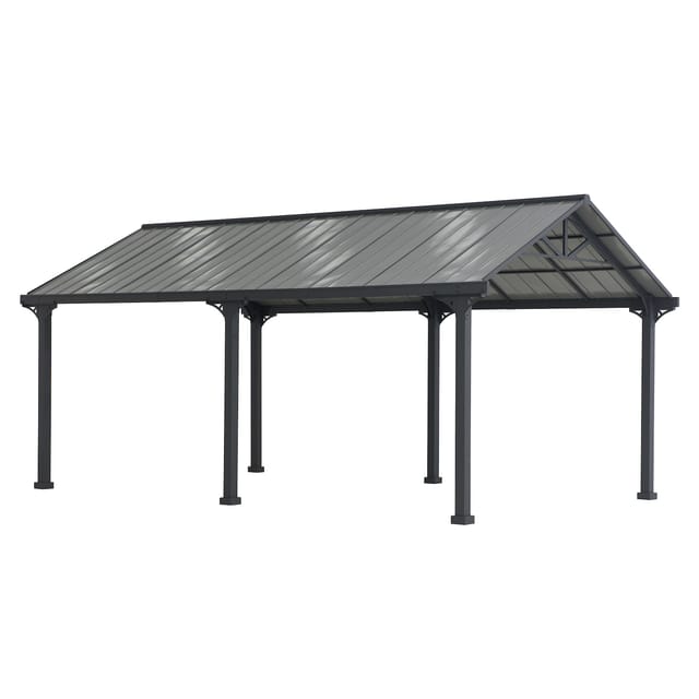 Sunjoy Carport Eiger Stahl 610 cm x 367 cm Grau