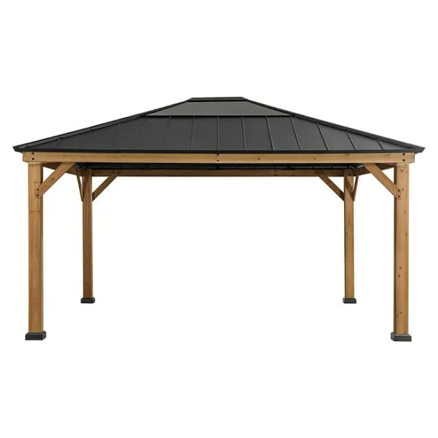 Sunjoy Gazebo Ernir Zedernholz 393 cm x 452 cm Anthrazit