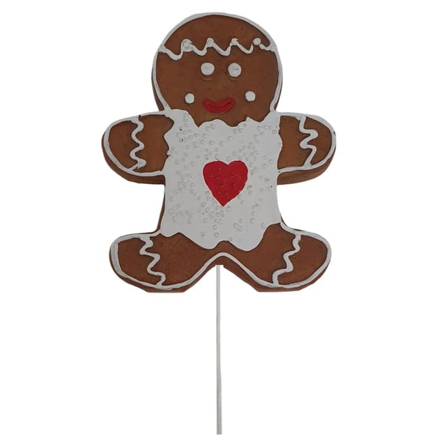 Deko-Weihnachtsfigur Pfefferkuchenbaby Stecker 20,5 cm Braun-Weiß