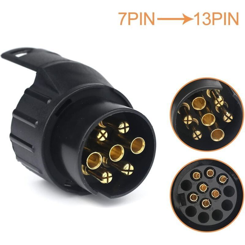 Ersandy – 7- Auf 13-poliger Anhängersteckdosenadapter – 7-poliger Auf 13-poliger Anhängerstecker – Material: Abs Und Kupfer – Spannung: 12 V/24 V – Wetterfest