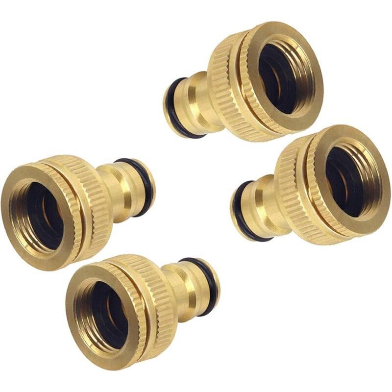 Aougo – Gartenschlauchverbinder Aus Massivem Messing – 4er-pack – 20-mm- Und 25-mm-gewindeanschlüsse – Schnelle, Werkzeuglose Montage – Rostbeständig