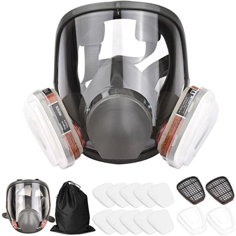Debuns – 16-in-1 Mehrweg-gasmaske – Partikelschutz – 2 Kartuschen + 10 Filter Inklusive – Zum Lackieren, Schweißen, Schleifen
