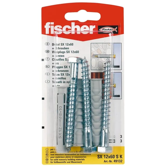 Fischer Spreizdübel SX 12 x 60 mit Schraube (3 ST)