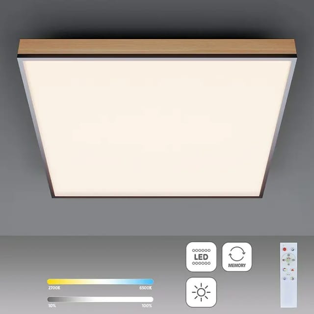 Globo LED-Deckenleuchte Doro Holzfarben/Graphit 45 x 45 cm